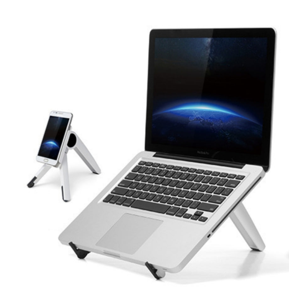 UP 1S - Portable Tripod Cooling Pad Stock Adjustable Laptop Stand Foldable Air cooled - White