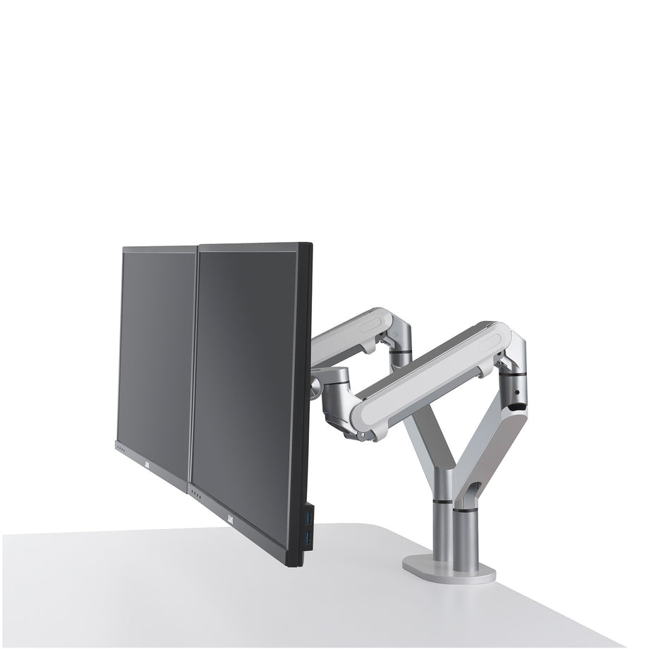 OZ 2 - Gas Spring Dual Monitor Desk Mount - Sliver