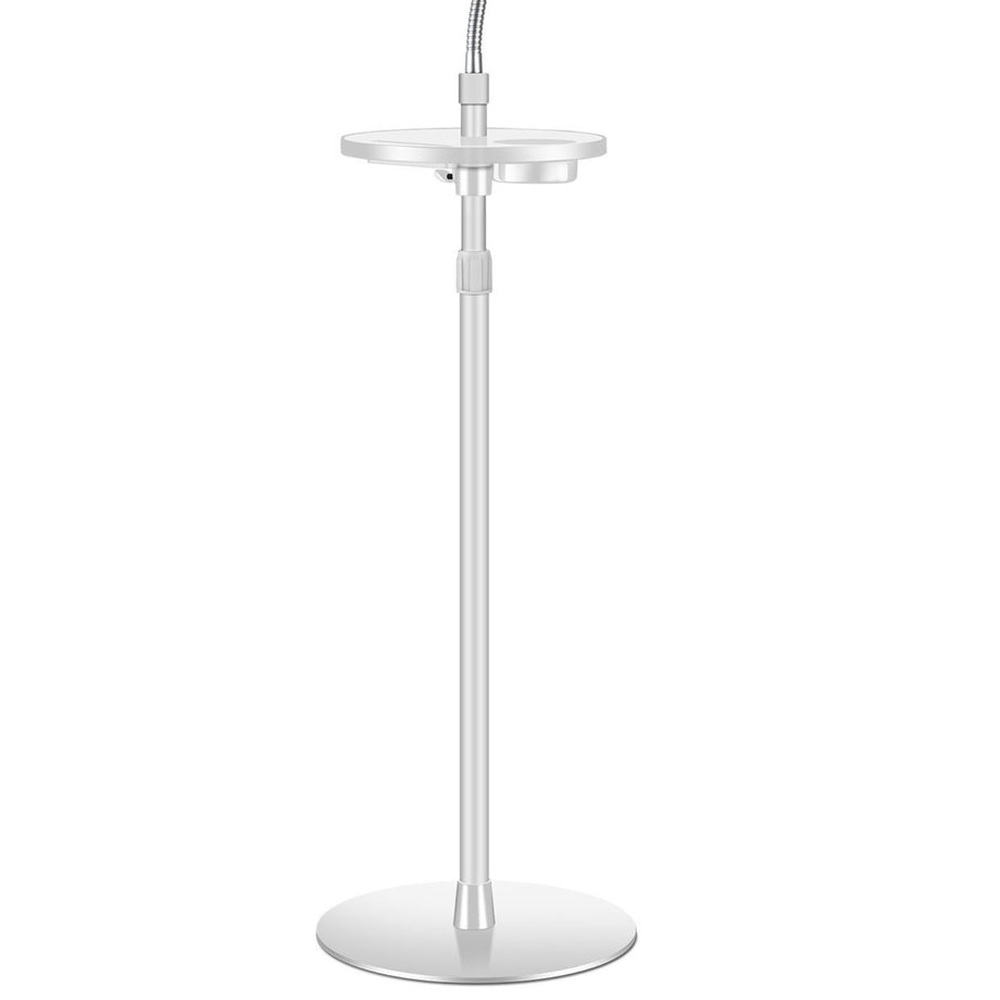 UP 9ST - Gooseneck Tablet Floor Stand with Portable Tray Height Adjustable phone stand - Sliver