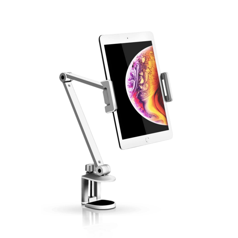 AP 7LC - Tablet Holder Stand Adjustable Height 4 to13inch Phone Stand Desktop Phone and Tablet Clamp - Sliver