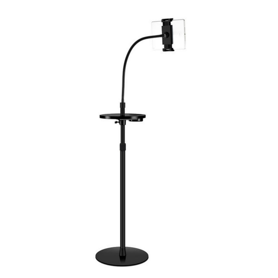 UP 9ST - Gooseneck Tablet Floor Stand with Portable Tray Height Adjustable  phone stand - Black