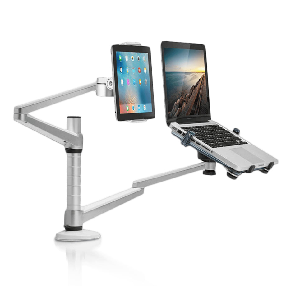 OA 9X - Laptop And Tablet Dual Arm Desktop Mount - Sliver