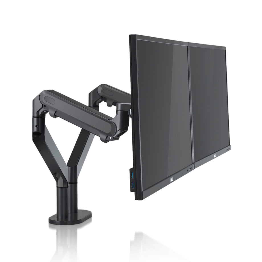 OZ 2 - Gas Spring Dual Monitor Desk Mount - Dark Grey