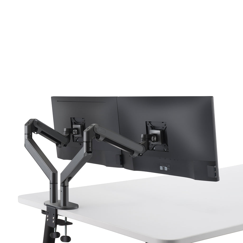 OZ 2 - Gas Spring Dual Monitor Desk Mount - Dark Grey