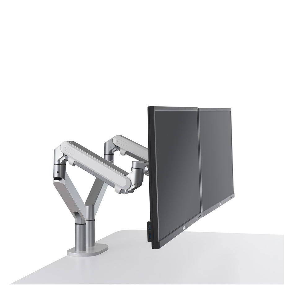 OZ 2 - Gas Spring Dual Monitor Desk Mount - Sliver